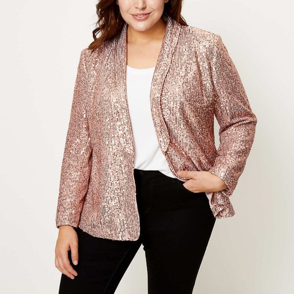 Nwt Loft Rose Gold Sequin Blazer Plus 